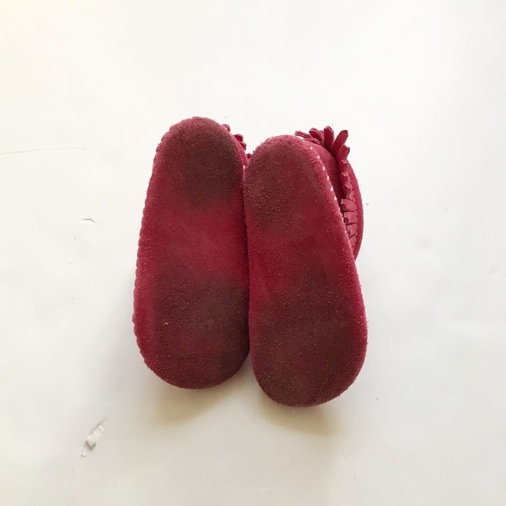 Minnetonka pink suede fringe boots VGUC  size 5 - Picture 7 of 7